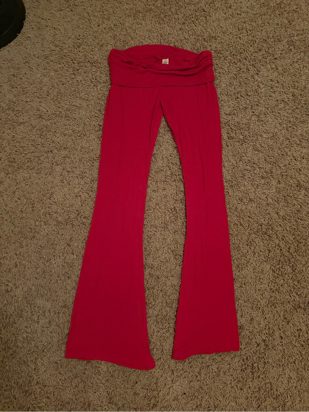 Victoria's Secret Red Fold-Over Waist Flare Pants